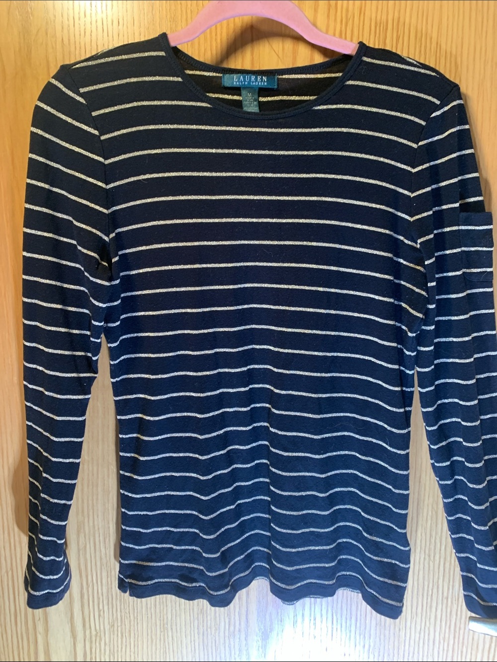 Lauren Ralph Lauren Navy and White Striped Crewneck Sweater